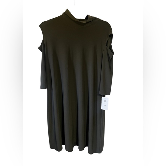 NWT Clara Sun Woo Green Cold Shoulder Dress Sz Large - Picture 1 of 10